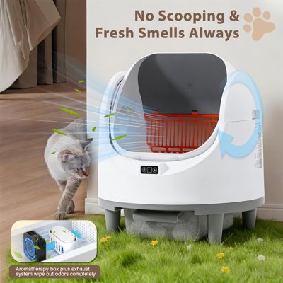 Automatic Self Cleaning Cat Litter Box For Multi-Cat Homes, Open-Top App Control Smart Robot Litter Box W/Multi-Sensor Safety Protection, Comes With 2 Liner Bags And 1 Scent Cartridge