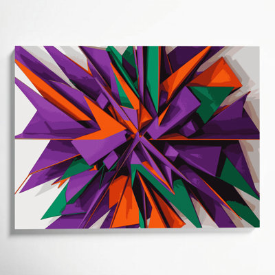 «Geometric Abstraction 65», art mural sur toile mauve