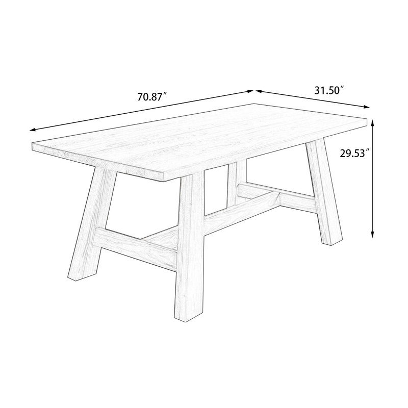 Table de salle à manger Burlywood, H 29,53 po x L 70,87 po x l 31,5 po