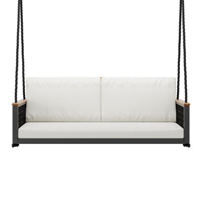 Linden Aluminum and Teak Porch Swing with Cushions