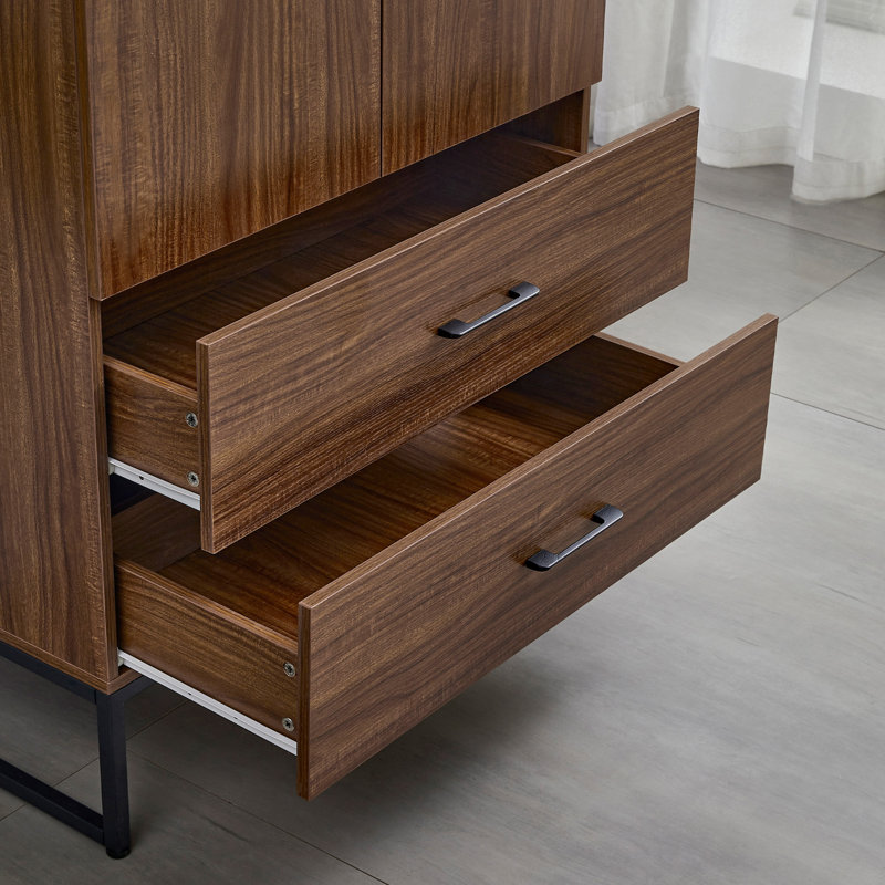 Wpfurniture Armoire 73" Tall, Melamine finish, New Design With Metal Base  , Coffee