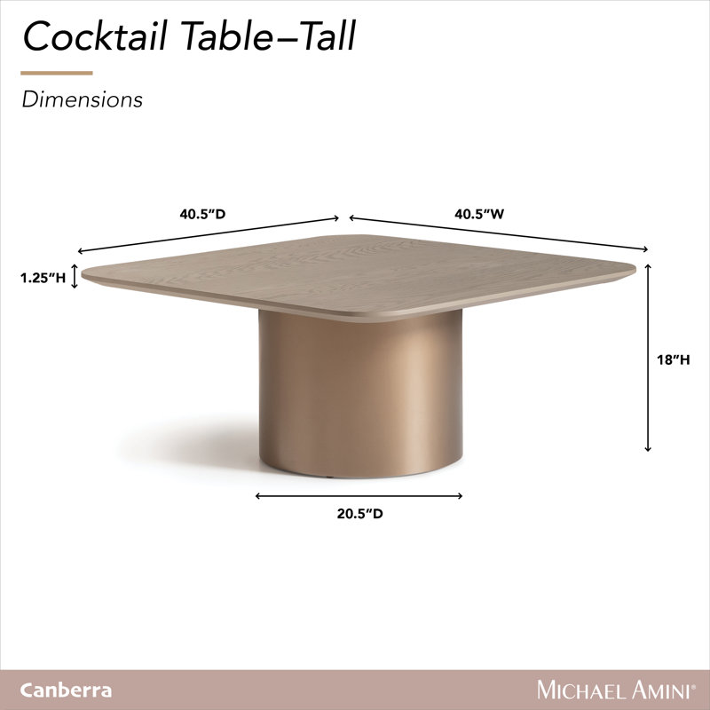 Canberra Tall Cocktail Table - Light Ash, 18" H x 40.5" L x 40.5" W