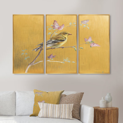 " Bird On Blossoms III " 3 - Pieces