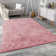 Versatile Dust Rose Shag Floor Rug - Warm Neutral Faux Fur Accent Area Rug