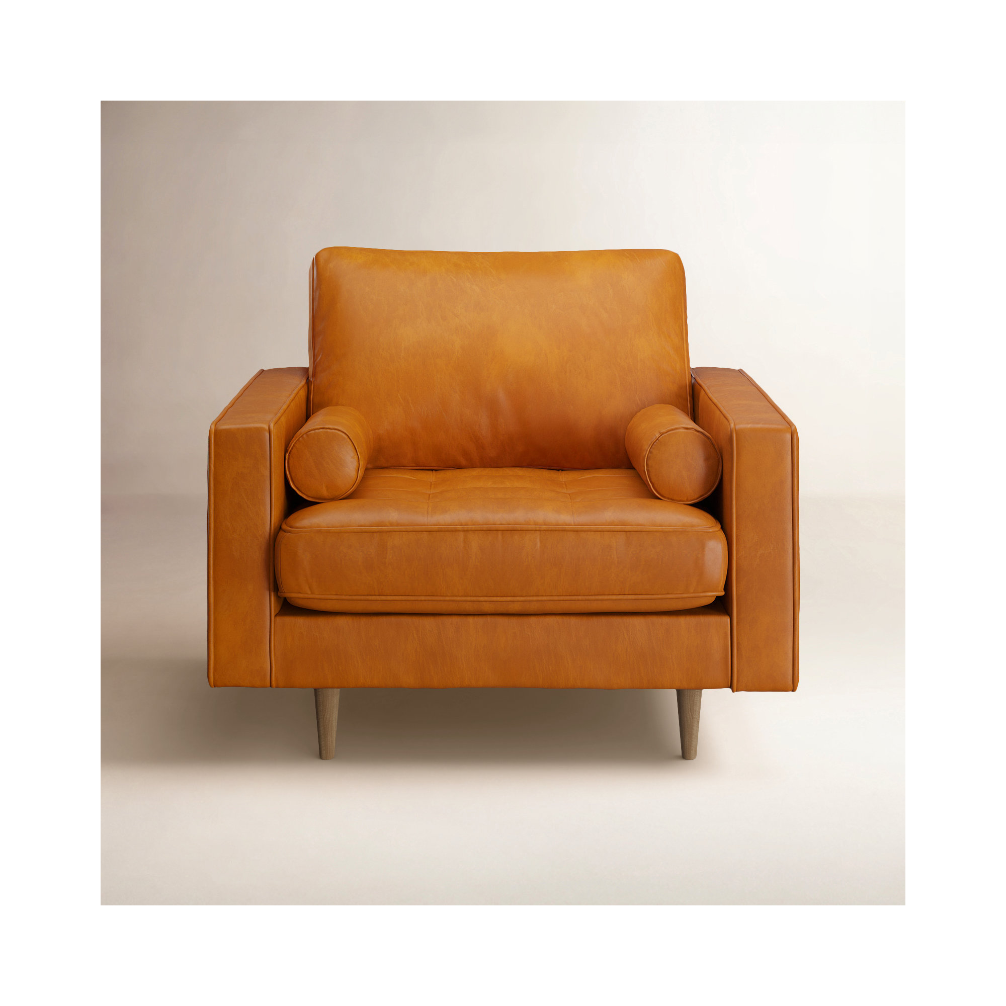 Geo Genuine Leather Armchair, Caramel / Honey Tan Genuine Leather