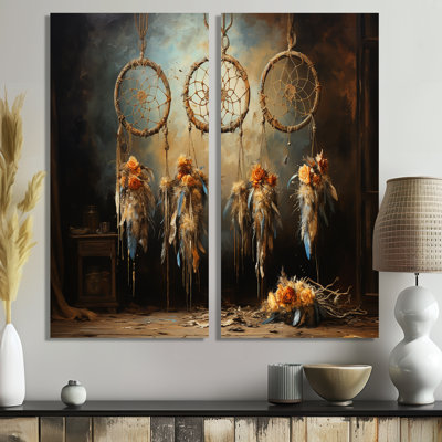 Attrape-rêves beige «Rustic Charm I», ensemble d'art mural beige