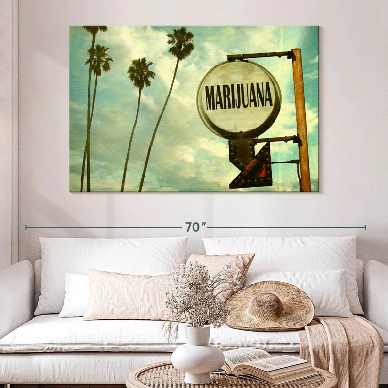 Signe de marihuana rétro, H 34 po x l 51 po