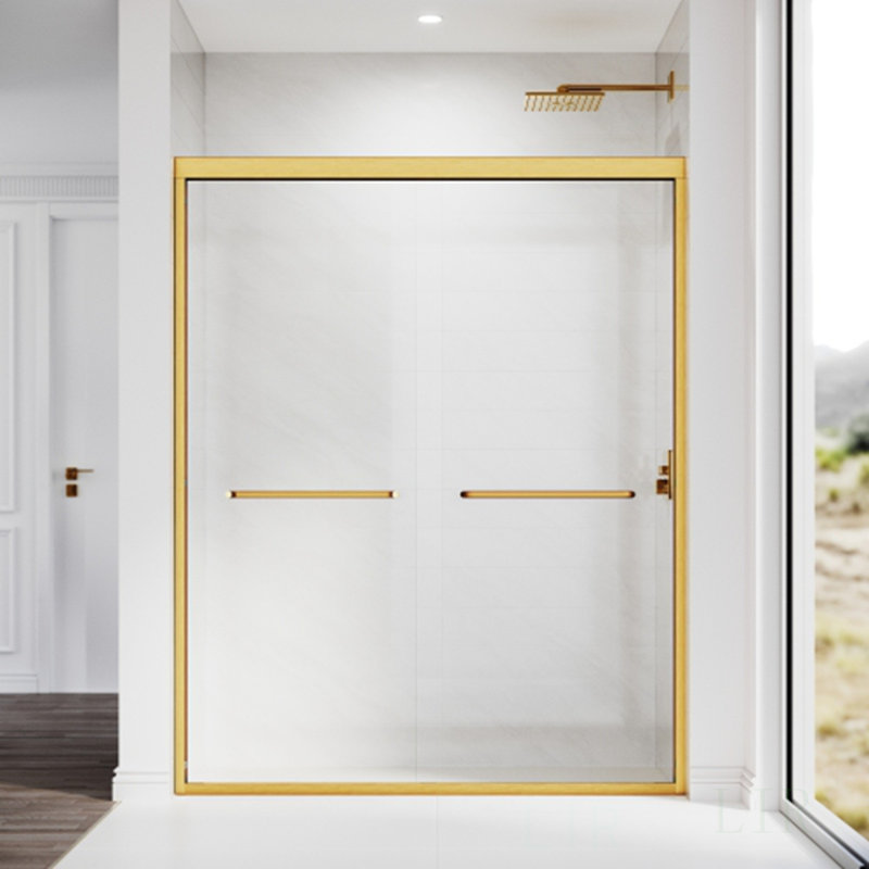 Adjustable Sliding Shower Glass Door, 50-54 In. W X 72 In. H, Semi Frameless With Clear Tempered Glass And Stainless Steel Handles, Shower Door