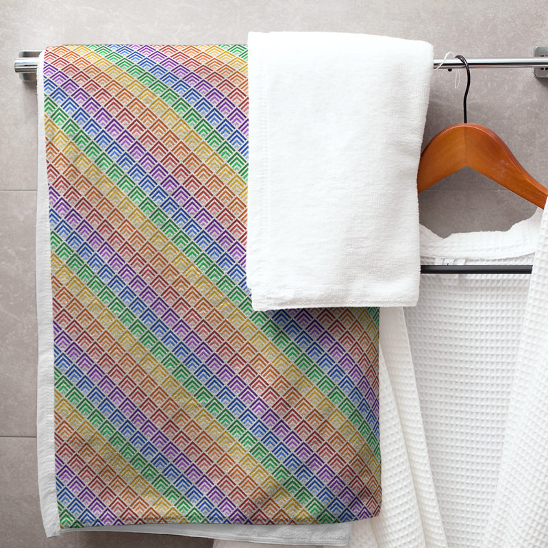 Serviette de bain géométrique katelyn elizabeth, Noir / Rouge / Blanc
