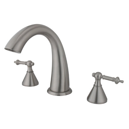 Kingston Brass Roman Two-Handle 3-Hole Deck Mount Roman Tub Faucet, Brushed Nickel