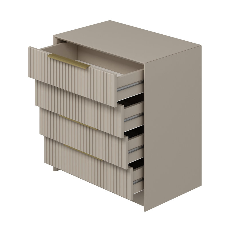 Modern Stone Color Dresser with Numerous Shelves, 28.3 x 30.3 x 17.7 inches | 100% Melamine Coated Particle Board, Thickness: 0.7 inches | Stylish Storage Solution for Bedroom & Living Room, Durable & Elegant Design