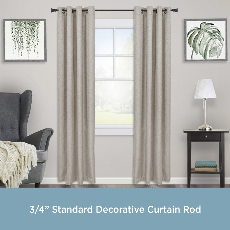 Manchester Steel Adjustable Single Curtain Rod, 36" - 66", Bronze