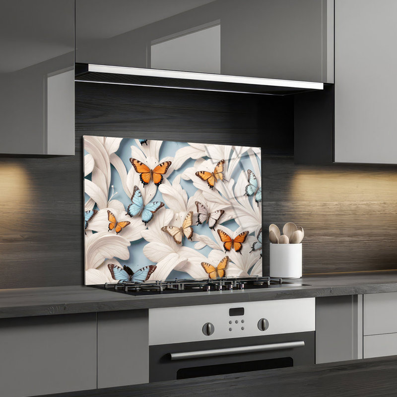 Dosseret en verre trempé flottant Grace - décoration murale de cuisine, H 12 po x l 17 po x P 0,5 po