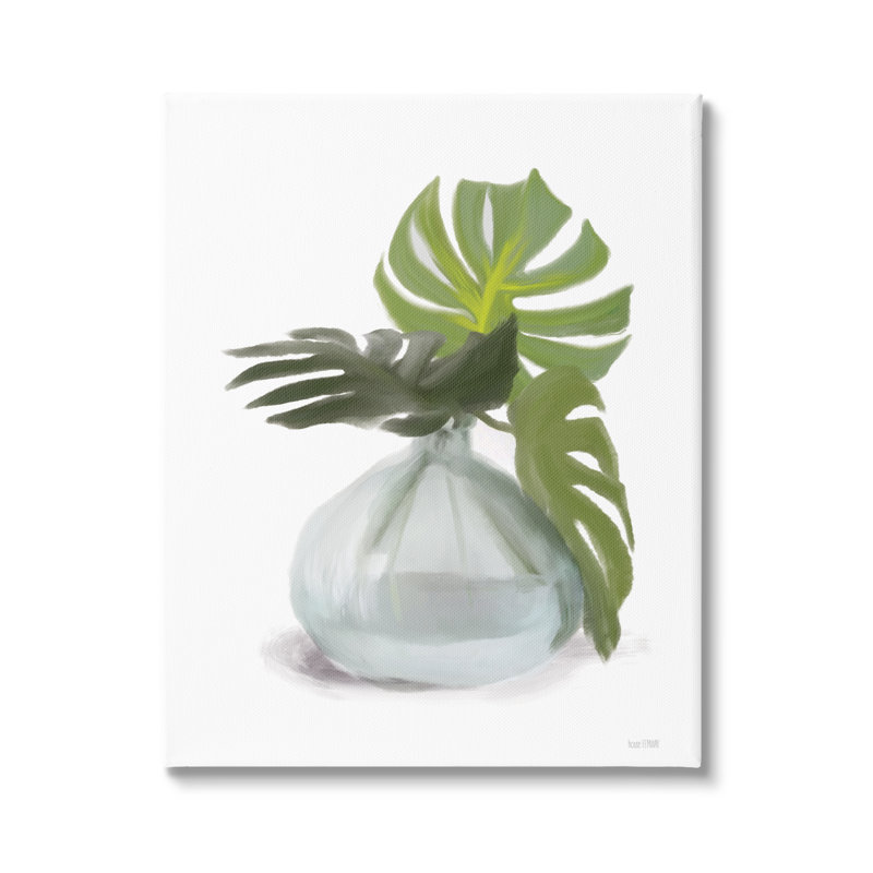 «Monstera Leaf Sprags Jar Floater», art mural par House Fenway, H 30 po x l 24 po x P 1,5 po, Toile tendue