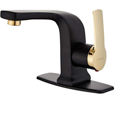 Robinet de salle de bain noir mat moderne, robinet de salle de bain monocommande commercial à un trou avec tablier de 6 pouces Kohonby