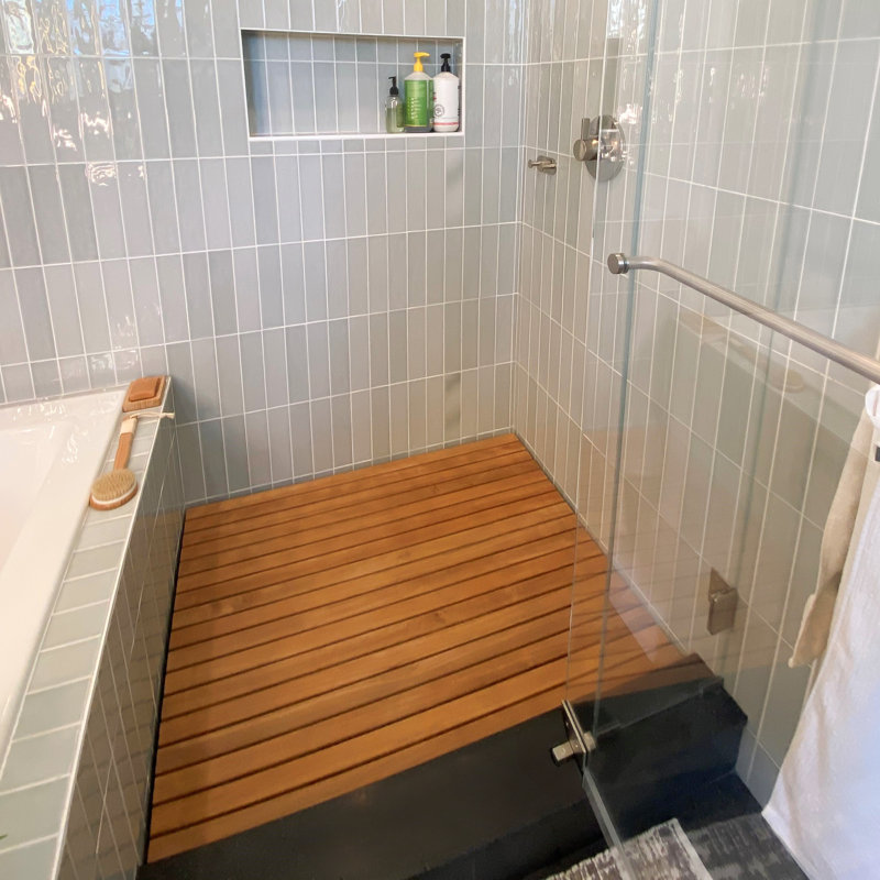 Large Teak Wood Anti-Slip Shower Mat