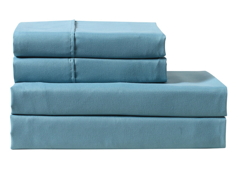 Harbor Home Solid 300-Thread Count Cotton Sheet Set, Blue, King