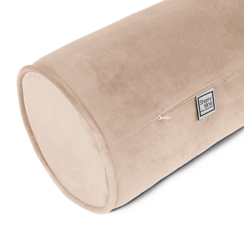 Sherry Kline Velvet Zippered Neck Roll Bolster (Set Of 2), Tan
