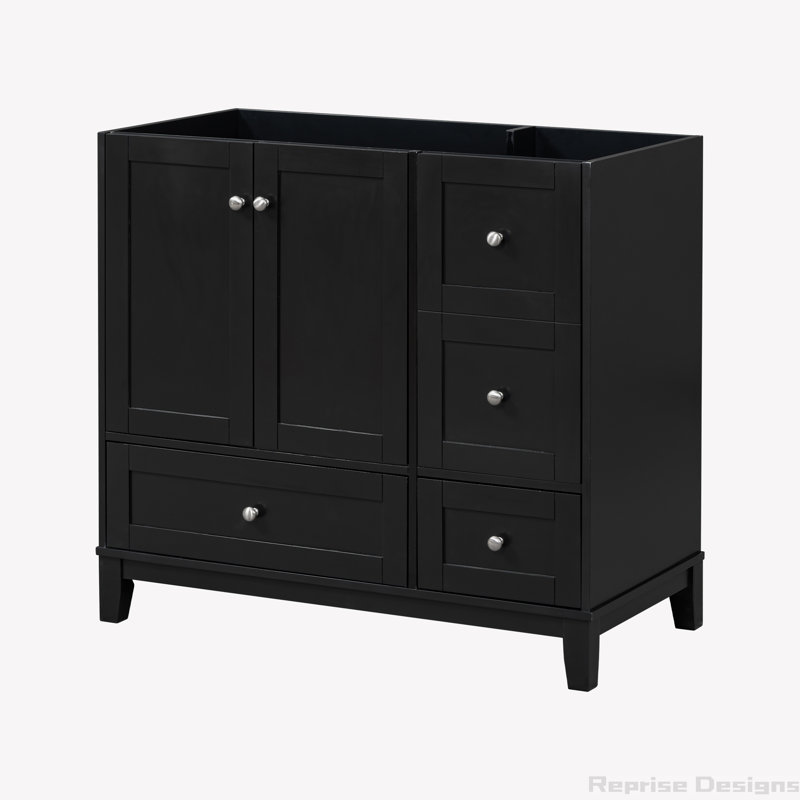 Base de meuble-lavabo simple 35,4 po seulement, Noir