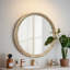 Miroir mural rond rond, miroir à cadre perlé en bois vieilli de 23,62 po pour hall d'entrée, salon, salle de bain, miroir décoratif de style maison de campagne-1107487070