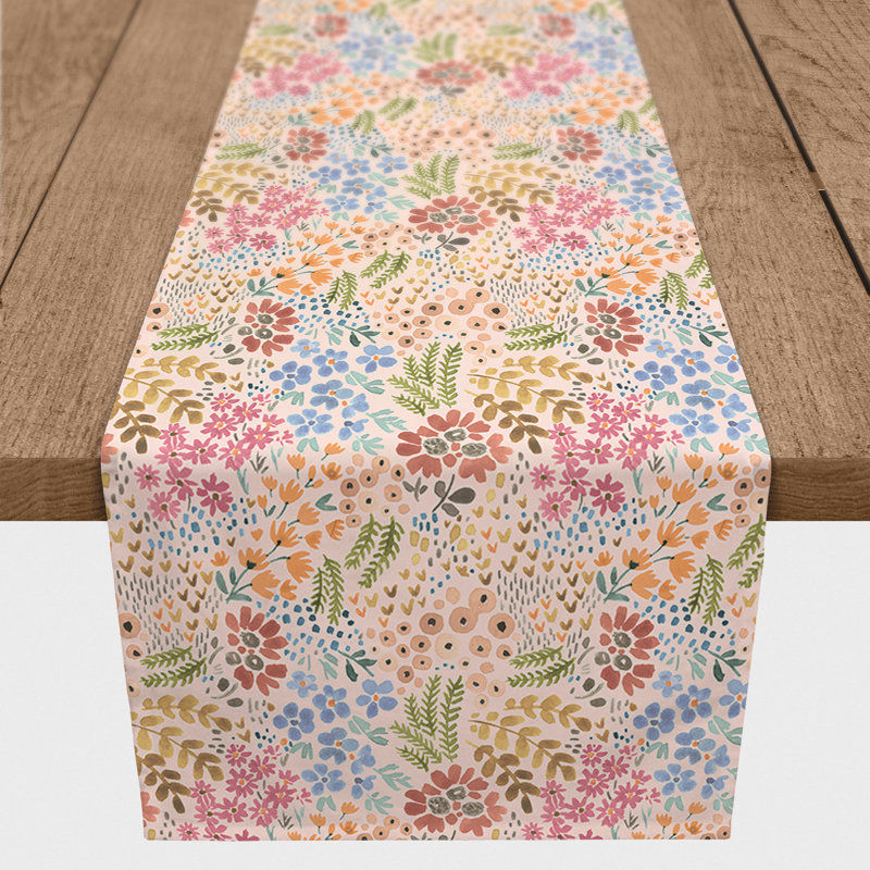 Floral Table Runner, 72" x 16", Pink