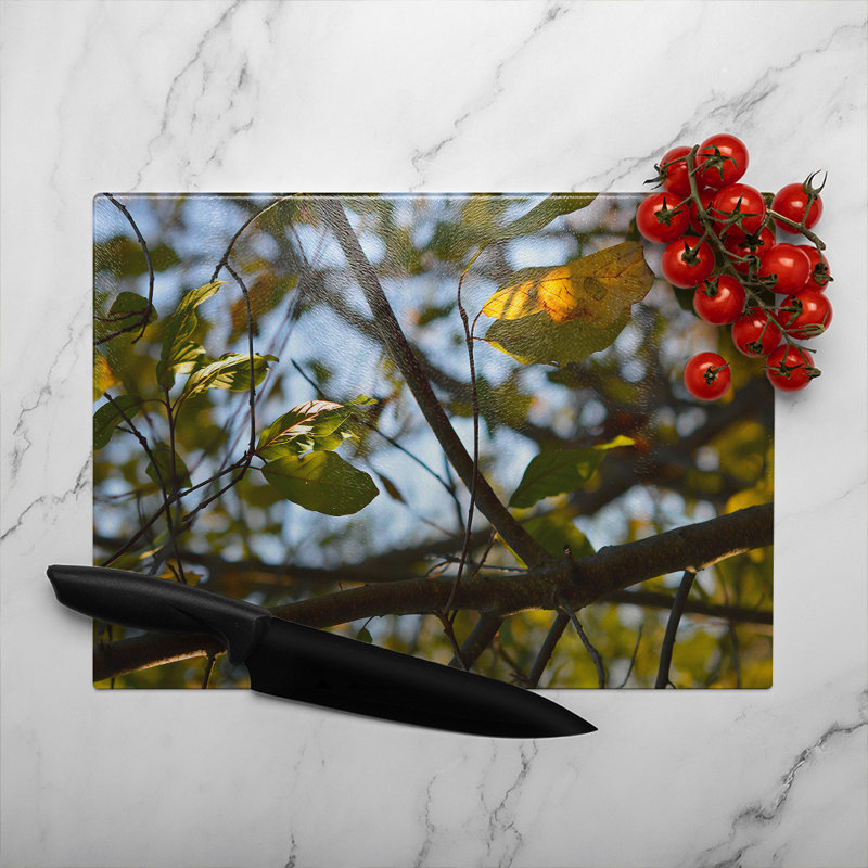 leaves and branches Designer Glass Chopping Board, 40cm L x 28cm W