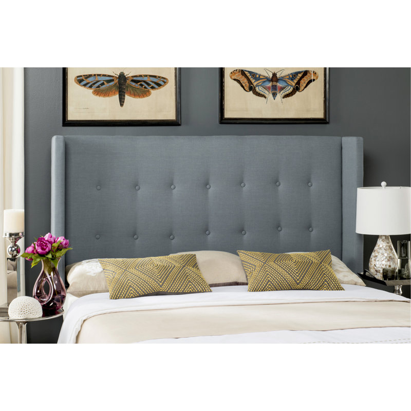 Davin Upholstered Headboard, King, Sky Blue