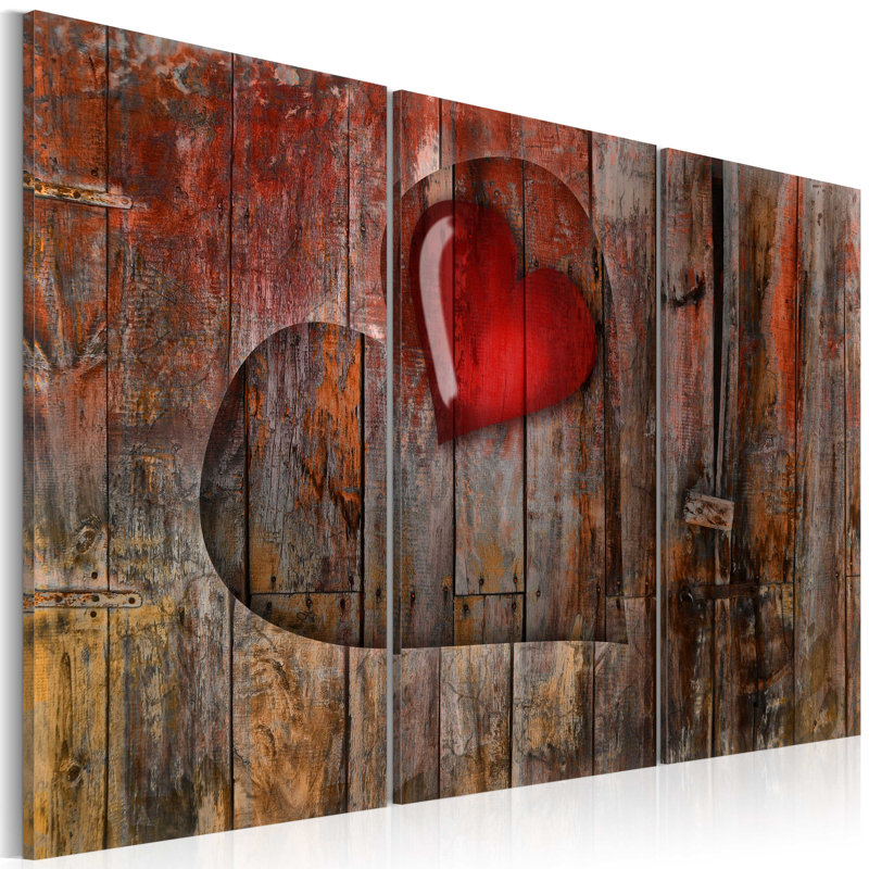 Heart To Heart - 3 Piece No Frame Print on Canvas, 80cm H x 120cm W x 1.4cm D