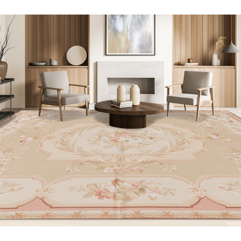 Hand-Knotted High-Quality Camel and Beige Area Rug