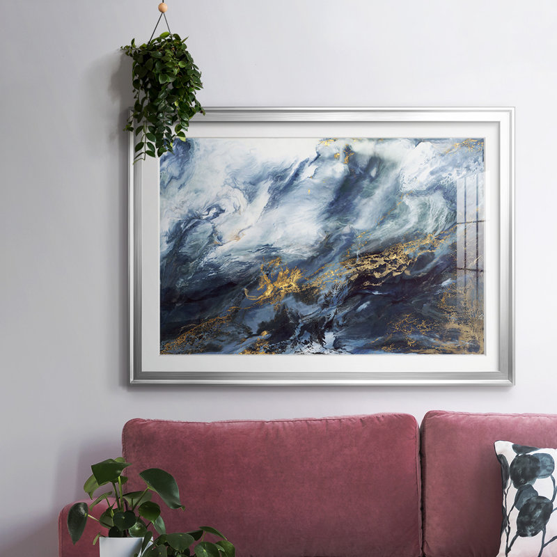 Anticipation V1, reproduction encadrée avec cadre biseauté et verre, Argent, H 30 po x l 44 po x P 1,5 po