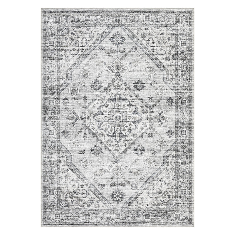 Elegant Oriental Machine Washable Rug with Rubber Anti-Slip Backing Ideal for Living Room, Dining Room, Bedroom, Office & Playroom