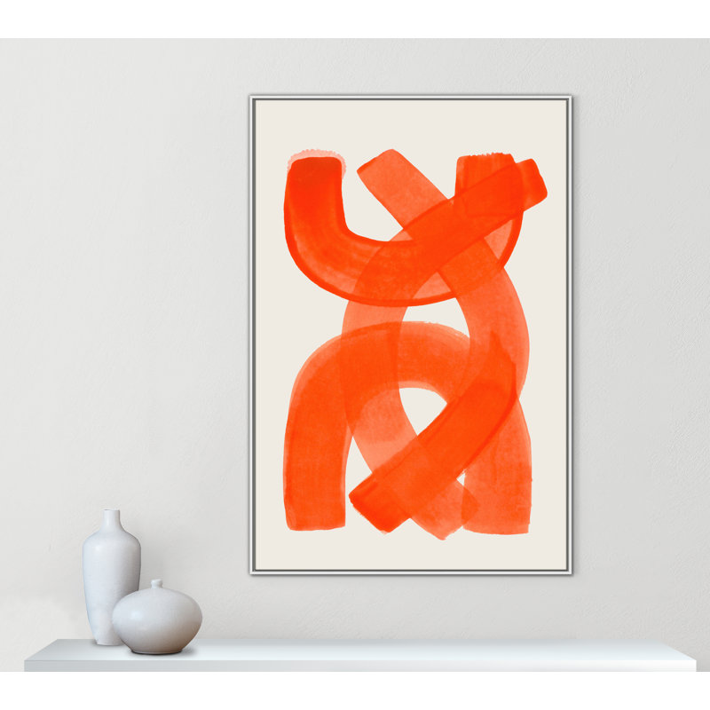 «Orange Strokes Print» par Haniff, Toile avec cadre, 41.5'' W x 61.5'' H, Flotteur blanc