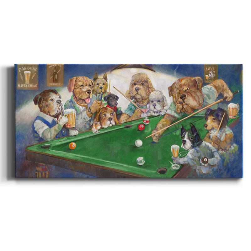 Pool Dogs - reproduction sur toile tendue, H 16 po x l 8 po x P 1 po