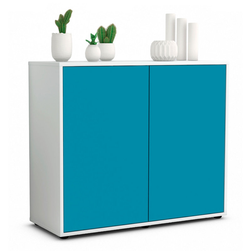 Quintara 92cm Sideboard, White/Turquoise