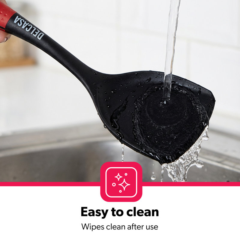 Delcasa Nylon Turner – Ultra Stylish Heat Resistant Turner/Fish Slice with Long Handle – Ideal Flipper Spatula for Flipping Sautéing Lifting Serving Eggs Omelette Pancakes Fish Burgers