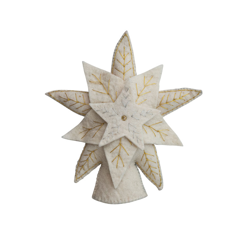 Embroidered Wool Felt Star Tree Topper