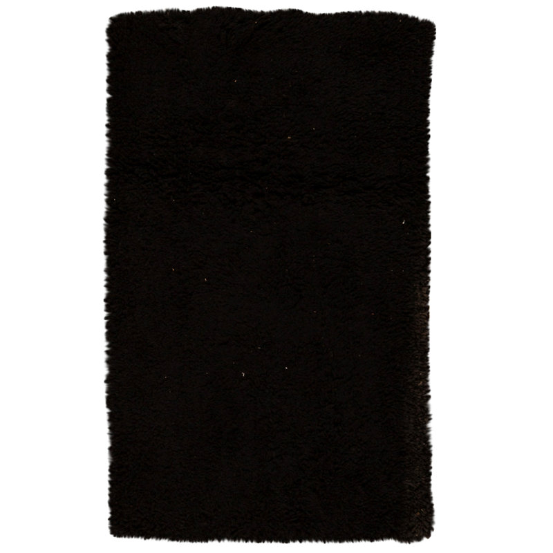 Tapis noir noué à la main de haute qualité, Rectangle 3 pi 9 po x 5 pi 9 po