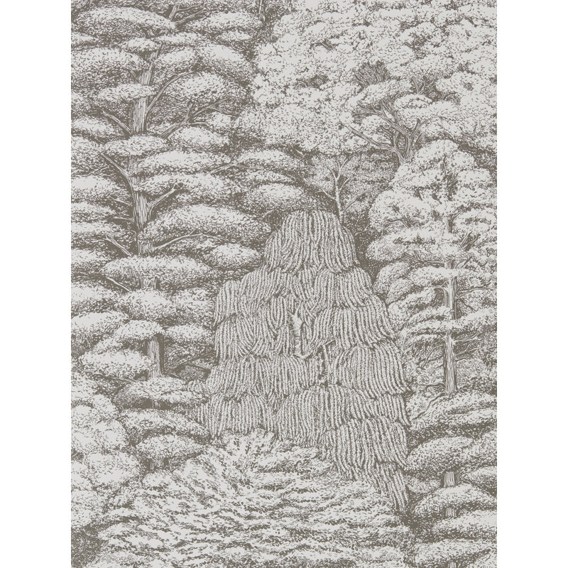 Woodland Toile Wallpaper, Ivory/Charcoal