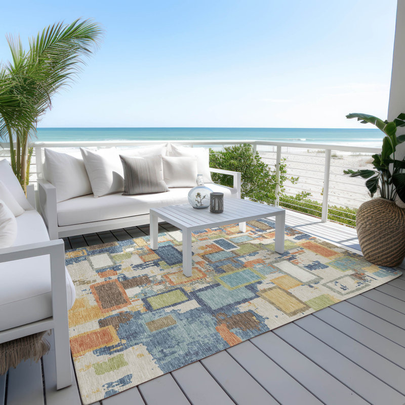 Machine Washable Indoor/Outdoor Gursevak ACN2246 Geometric Rug, Rectangle 2'6" x 3'10"