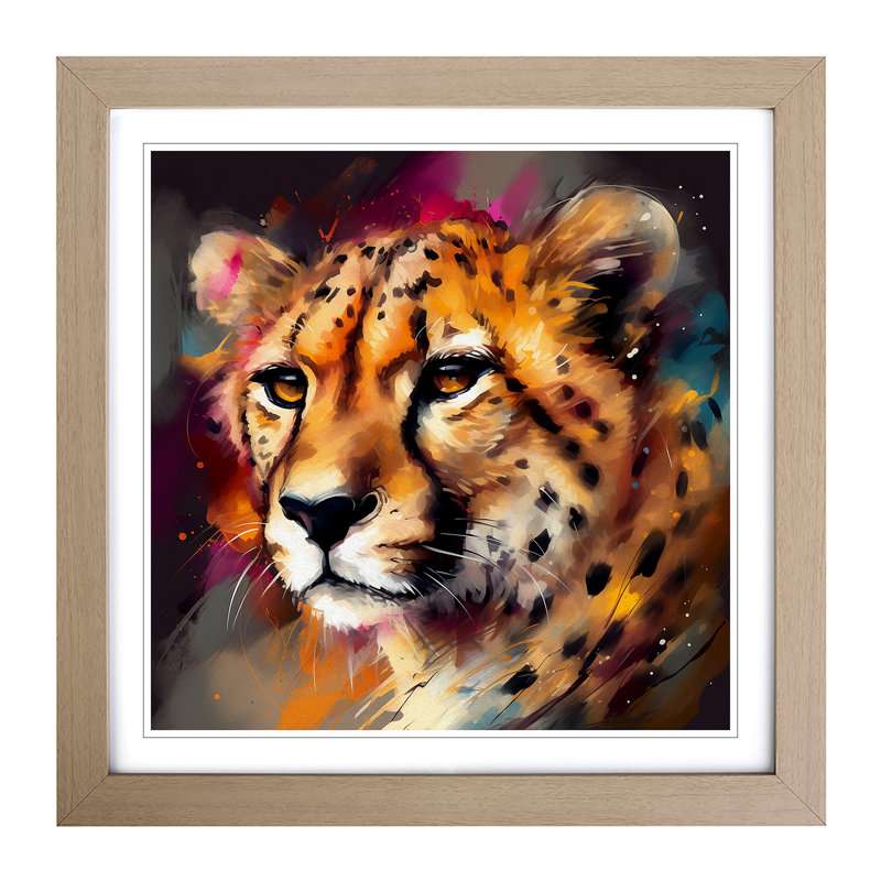 Cheetah Abstract Art - Framed Print, Oak