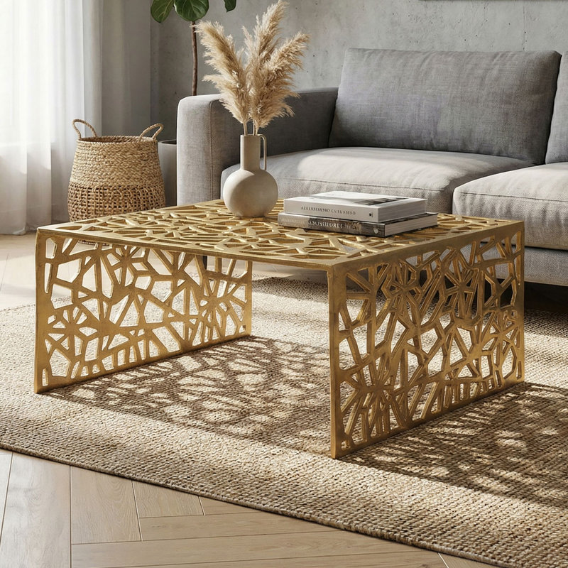 Square Gold Aluminium Coffee Table