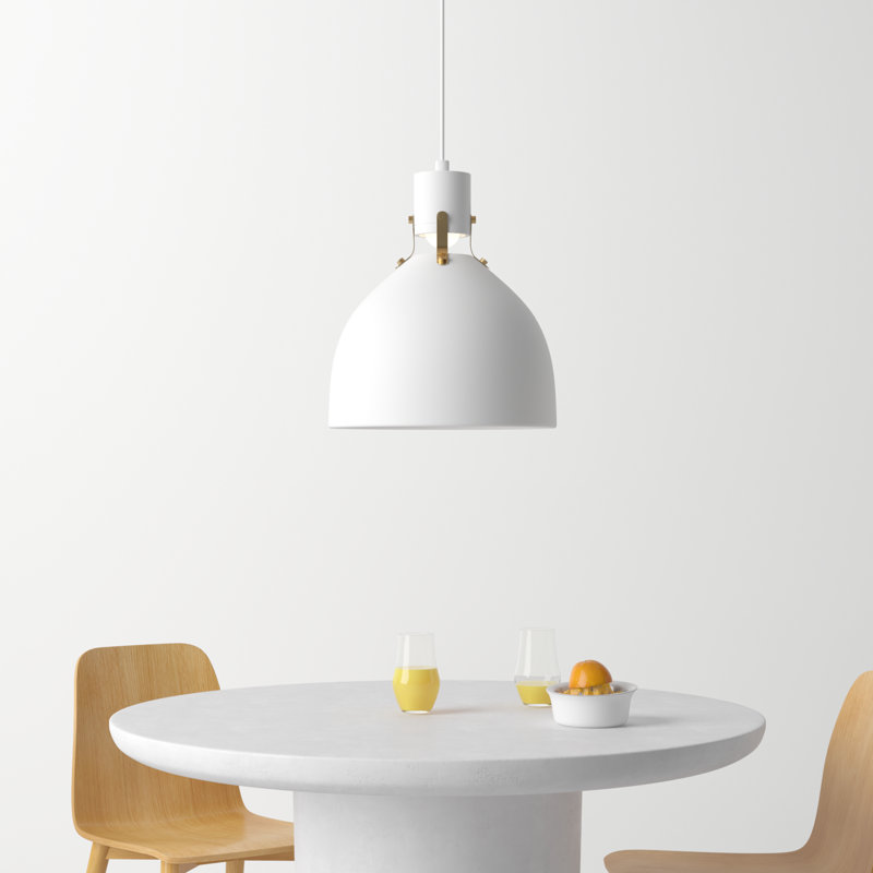 Uma 1-Light Dimmable LED Single Pendant , Flat White, 19.75" H x 16.5" W x 16.5" D