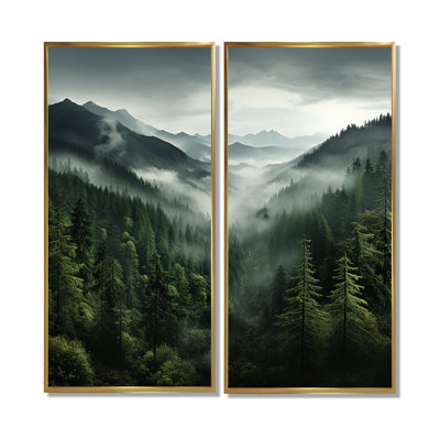 Mystic Wilderness Pine Forest In Canada - Art mural traditionnel pêche