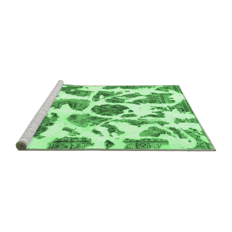 Washable Abstract Indoor Rug, Round 3'