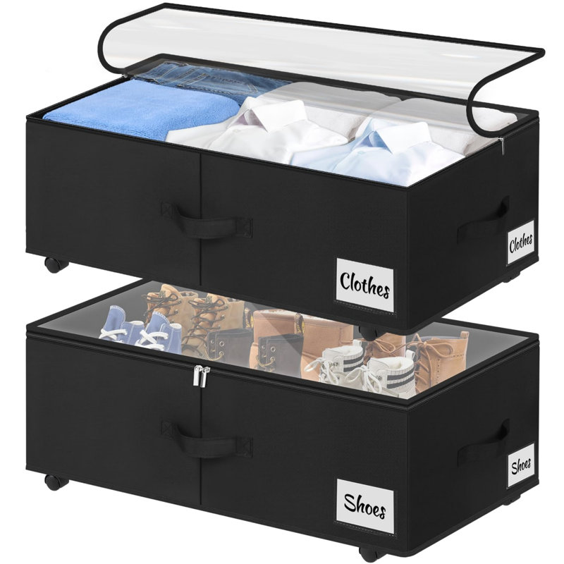 Beachcrest Home Fabric Underbed Storage, Black