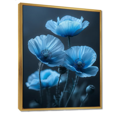 Bleu, noir, nature, Nuance, coquelicots I - coquelicots, art mural, salon