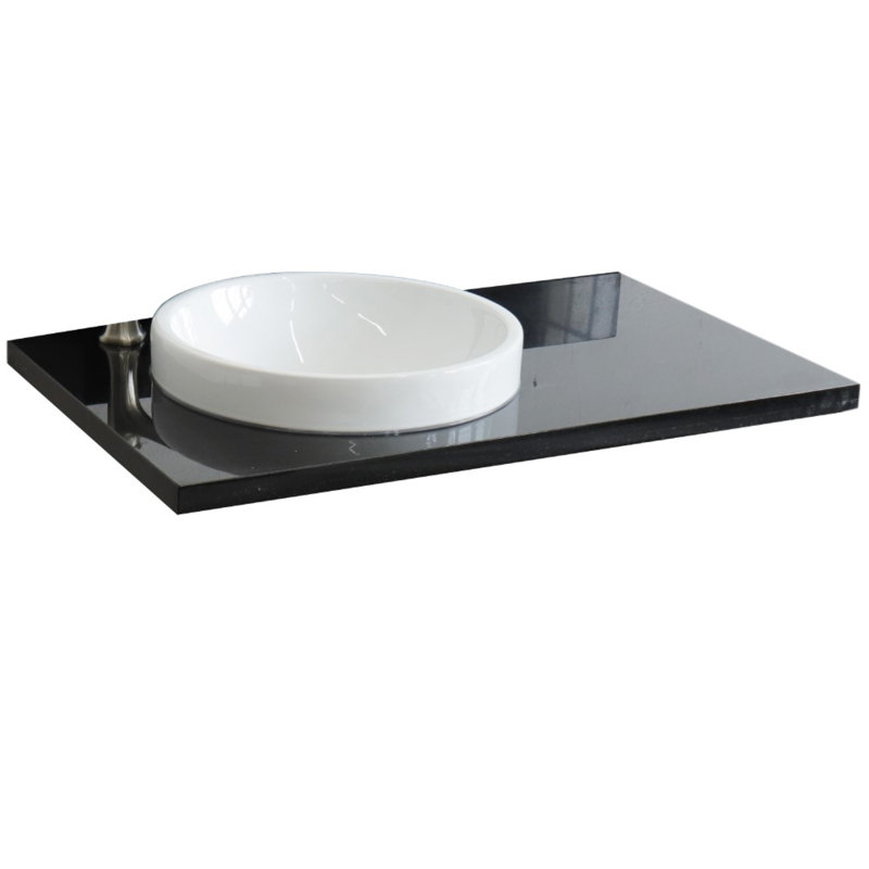 Tiara 37'' Single Bathroom Vanity Top with Sink, Black Galaxy Granite