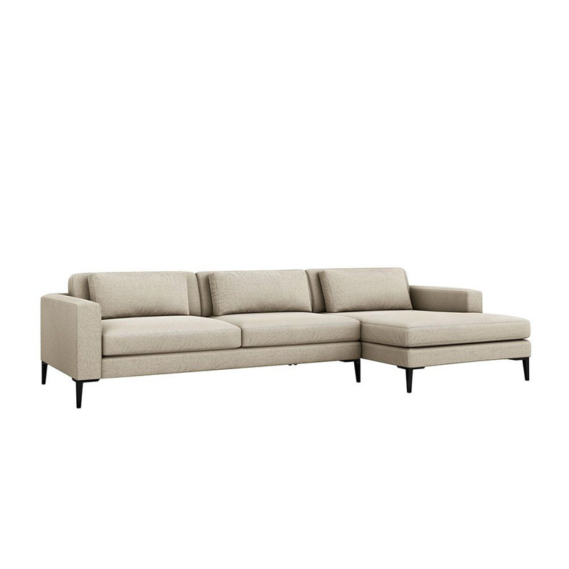 Canapé et méridienne Izzy, 100% polyester gris pur, Orienté à droite (vu de face), Noir