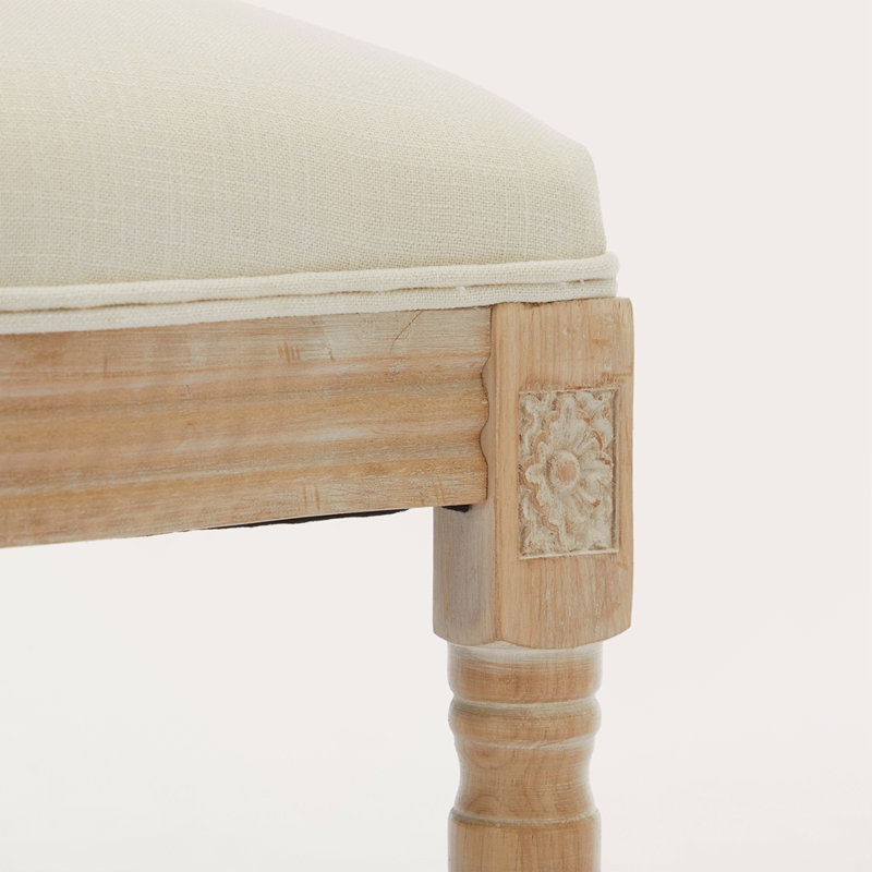 Solid Wood Bar Stools Set Of 2, Classic French Country Wooden Barstools With Upholstered Seating