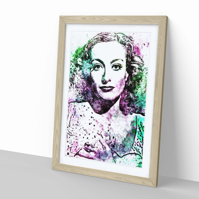 Joan Crawford in Abstract - Framed Print, Oak, 60cm H x 40cm W x 2cm D